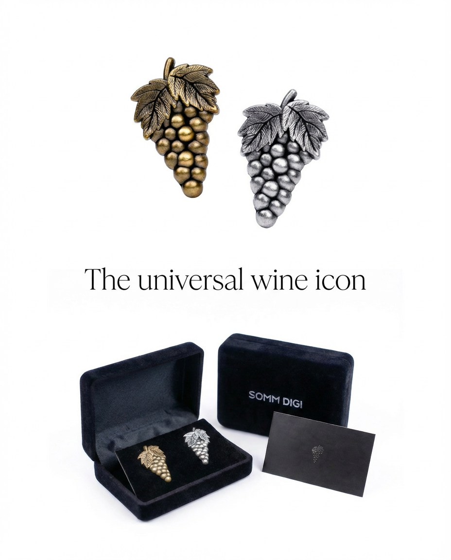 SOMM DIGI sommelier pin set with velvet box and both gold and silver finishes